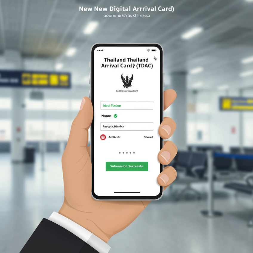 Smartphone screen showing the new Thailand Digital Arrival Card (TDAC) form.