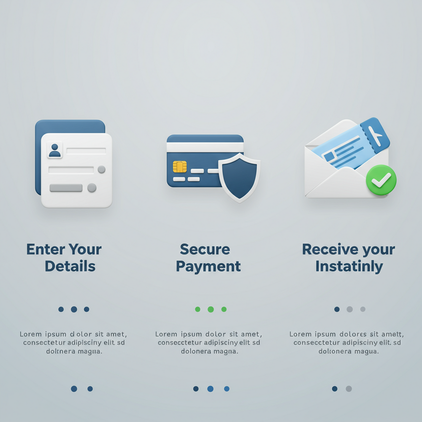 To visually illustrate the simple, three-step process for obtaining an emergency onward ticket.